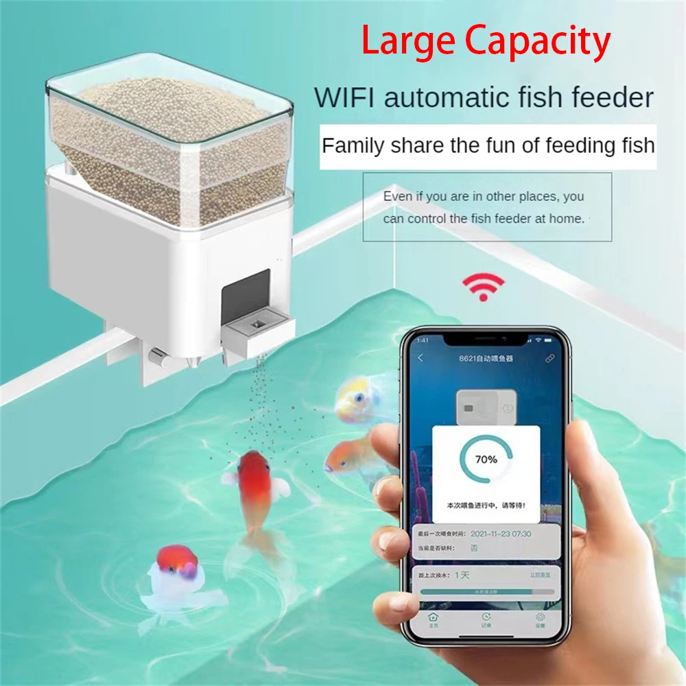 Aquarium Fish Tank Feeder Automatic Timing/Wifi Wireless Smart Phone App Intelligent Speaker Voice Remote Control Fish Feeding