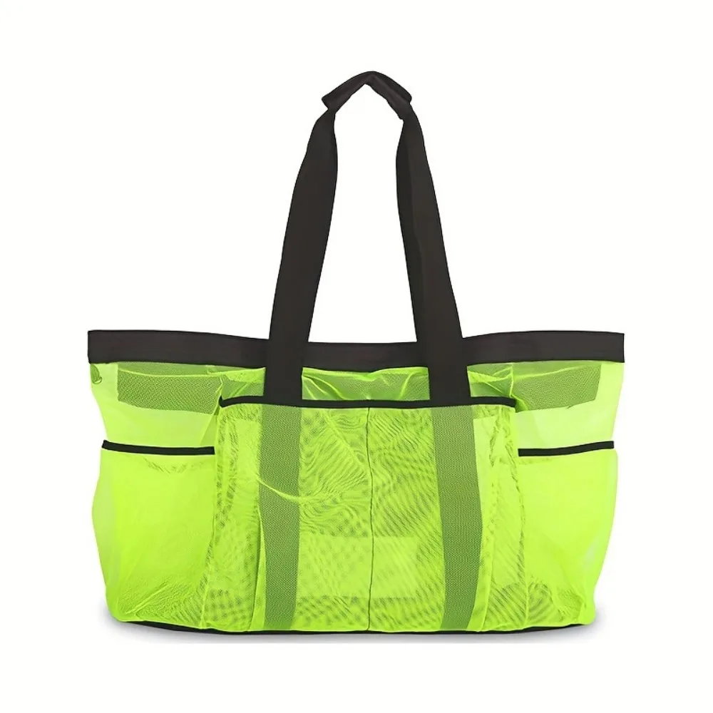 

Сетчатая пляжная сумка большой емкости с застежками на шнурке, пляжные корзины для игрушек, многоцелевая портативная сумка для хранения ванны, семейная