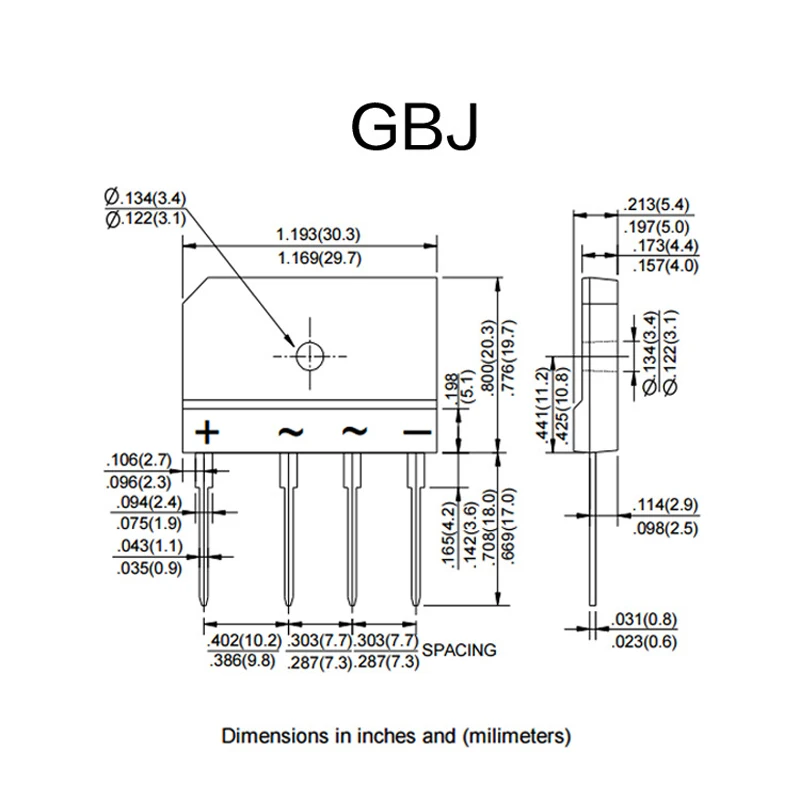 5~500Pcs GBJ810 GBJ808 GBJ806 Bridge Rectifier 8A 1000V/800V/600V GBJ8M/8K/8J Bridge Stack Can Cut GBJ Footprint Flat Bridge