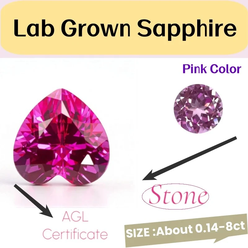 

Pink Color Lab Grown Sapphire for Jewel Making DIY Ring Necklace Earrings Main Materials with AGL Certificate Daily Matching