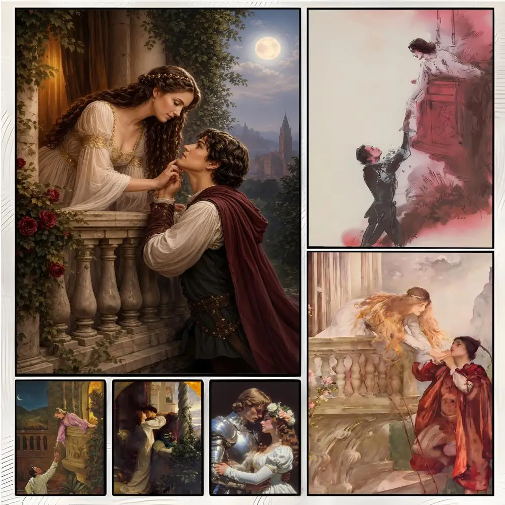 Póster animado de Romeo y Julieta, arte decorativo para el hogar y decoración del hogar, para el hogar, el pub o el interior