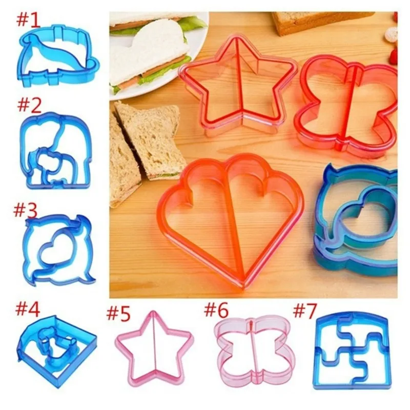 7pcs set Kids Sandwich Cutter Bread Mold Random Color Sandwich Cutter Cute Shape - Perfect for Bento Lunch Boxes Accessories