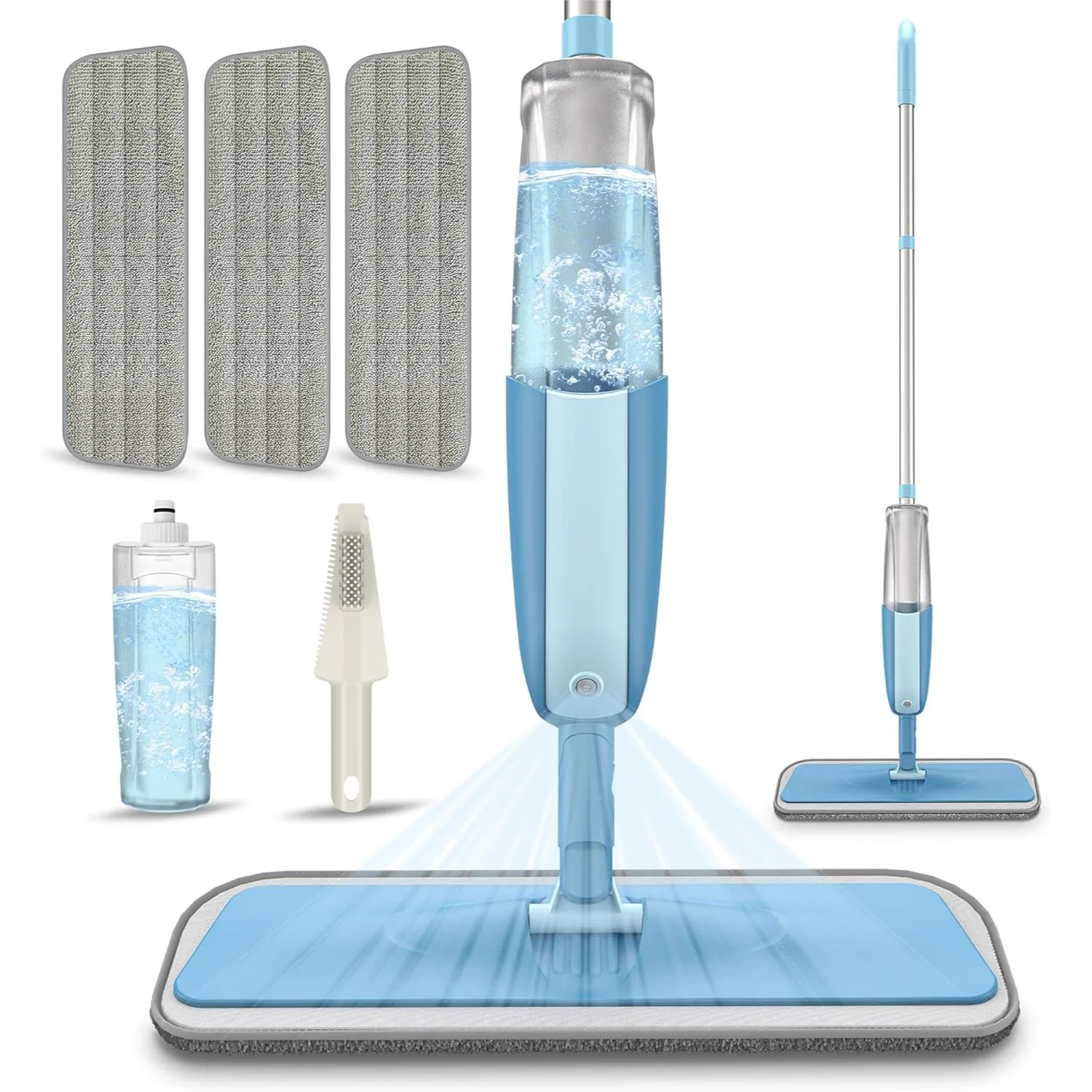 

Spray Wet Mops for Hardwood Floor Cleaning, Lightweight Mop with 3 Washable Pads, Refillable 410ml Bottle, 360° Rotating Head,