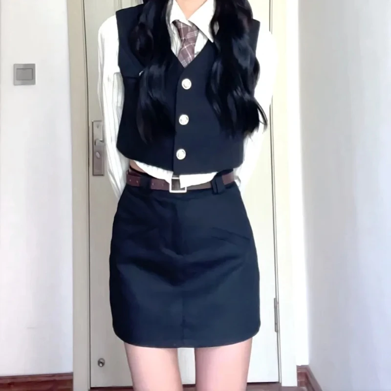 

Skirts with Belt Women A-line Mini Solid High Waist Slim Fit Sweet Sexy Spicy Girls Safety All-match Hip-covering Trendy Summer