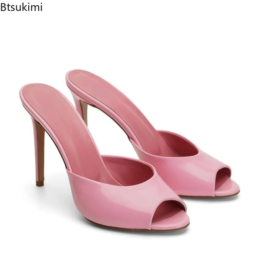 

New 2025 Summer Women's High Heeled Sandals Sexy Peep Toe Pointed Toe Thin Heels Shoes Outdoor Designer Ladies Party Slippers