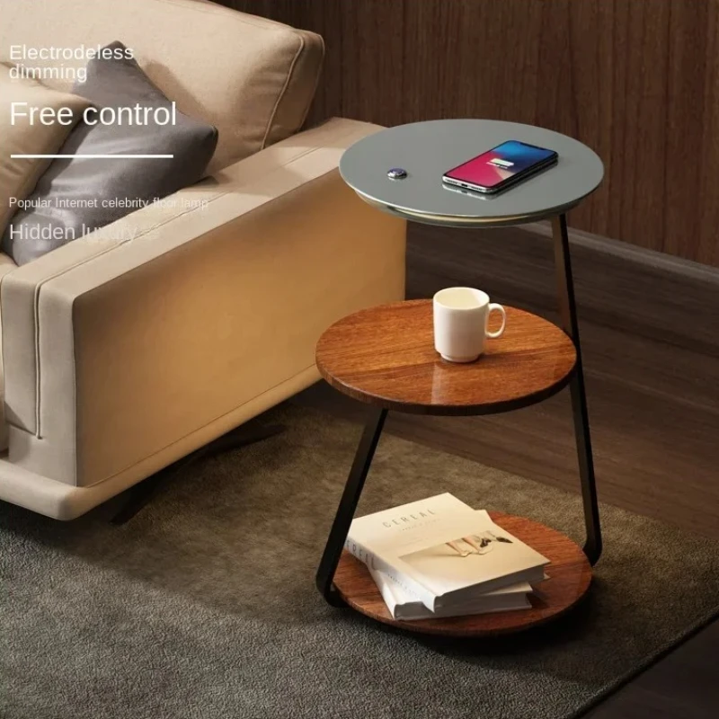 Creative Multi-functional Wooden Floor Lamp Bedroom Living Room Study Bedsides Shelf Coffee Table Lights Design Sense Decoration