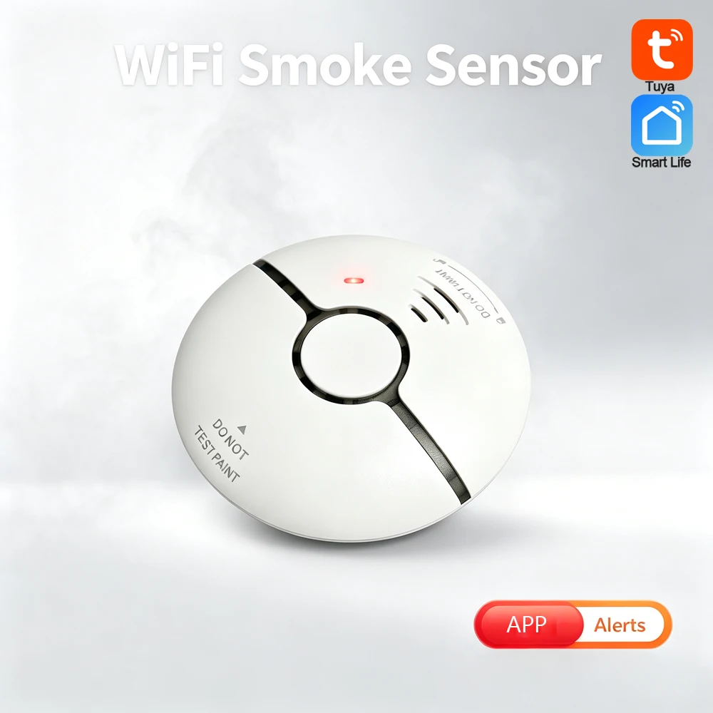 Home Security Fire Alarm 2.4G WiFi Wireless Smoke Detector Include Battery Tuya Smart Life APP Notification Cigarette  Sensor