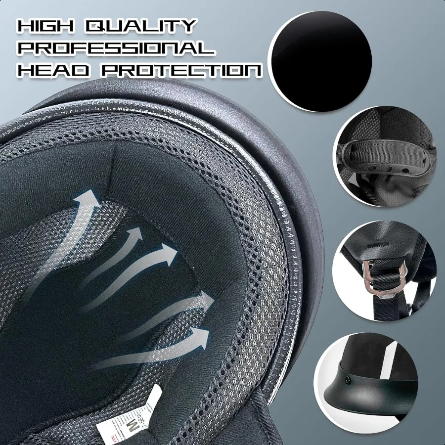 Half Motorcycle Helmets Retro Style Half Helmet Classic Design Motorcycle Helmet for Urban Rides DOT Appd