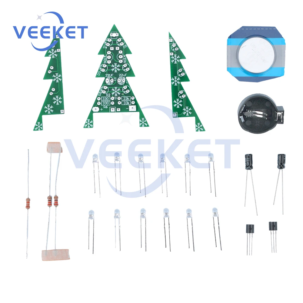 Mini Led Flashing Christmas Tree Diy Kit Easy Electronic Welding Practice Piece Assembly