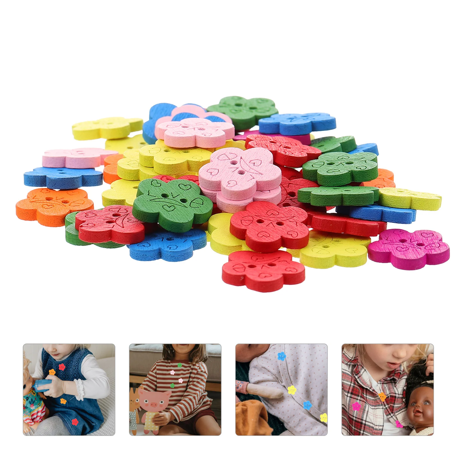 

100Pcs Plum Blossom Wooden Buttons Multipurpose Suit DIY Overcoat Sweater Decorative Sewing Accessories Craft Supplies