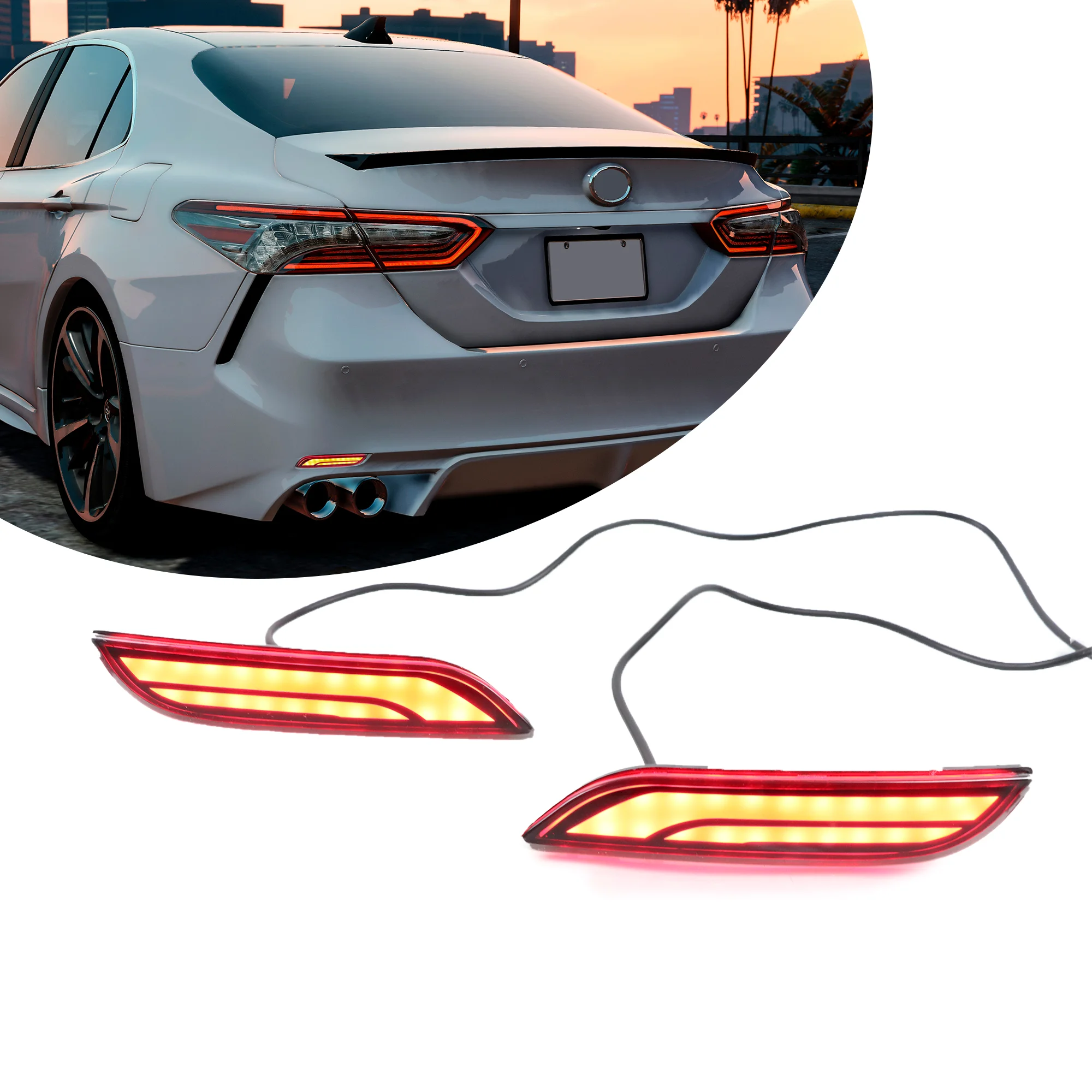 Car Brake lamp for Toyota Camry 8th 2018-2022 Year LED Rear Lamp Turning Singal Bumper Light Assembly Automoblie Turning