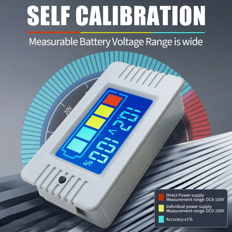 PZEM-023 100 v Kleur Digitale 18650 SOC Tester LCD Auto Monitor Volt Meter Panel Voltmeter Lithium Lood-zuur Niveau indicator