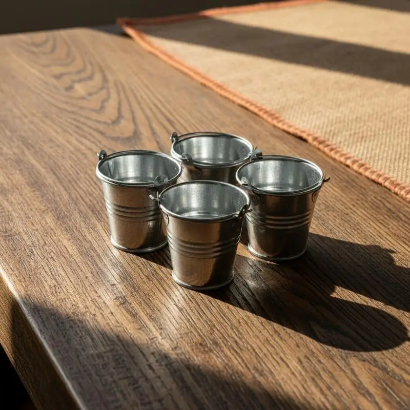 6Pcs Mini Tin Bucket Wine Glass With Handles And Rust Resistant Finish For Party Drink Cooling Gardening And Home Storage Use