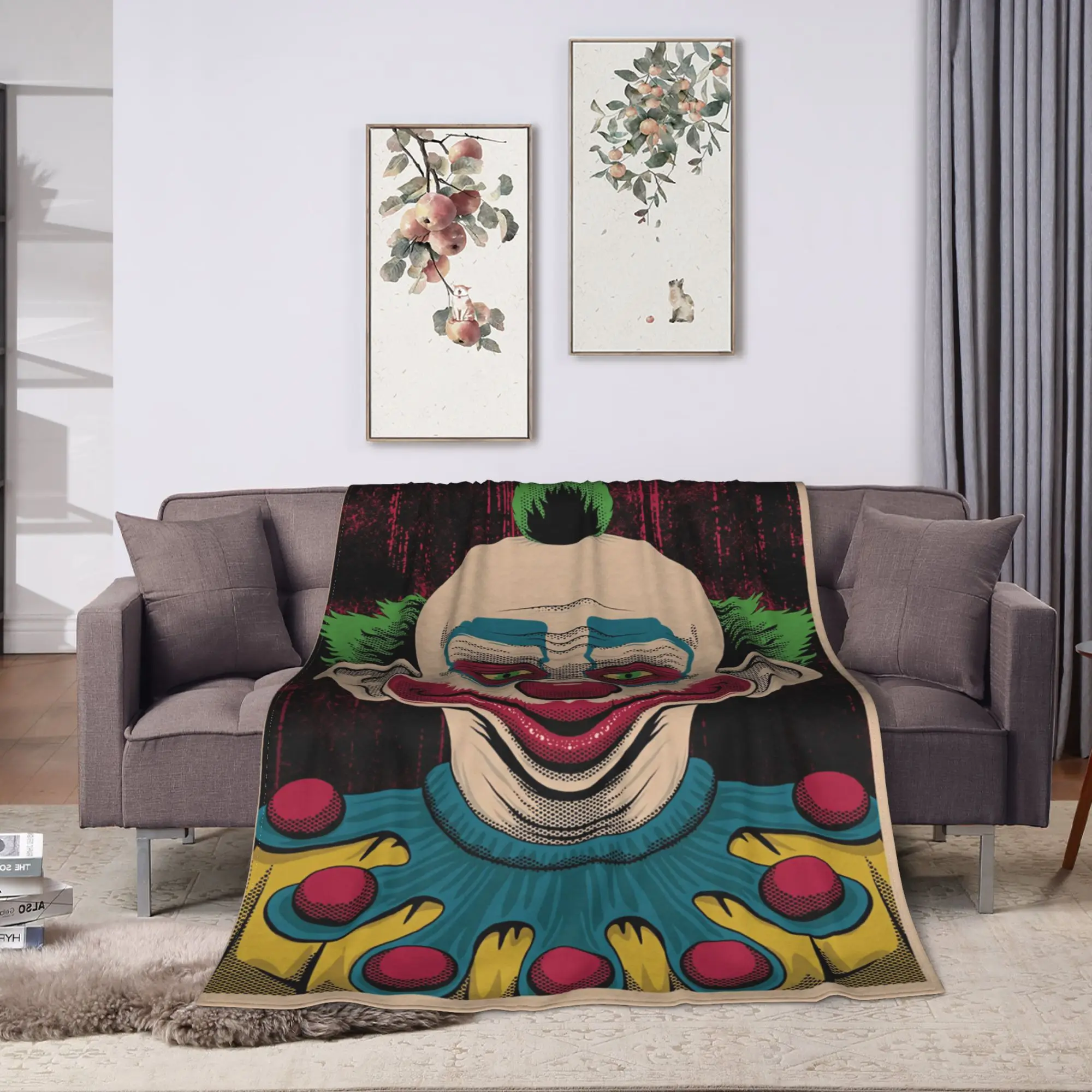 Killer Klowns From Outer Space Wax Warm Soft Blanket Plush Throw Blanket Funny Couch Chair Flannel Bedspread Sofa Bed Cover