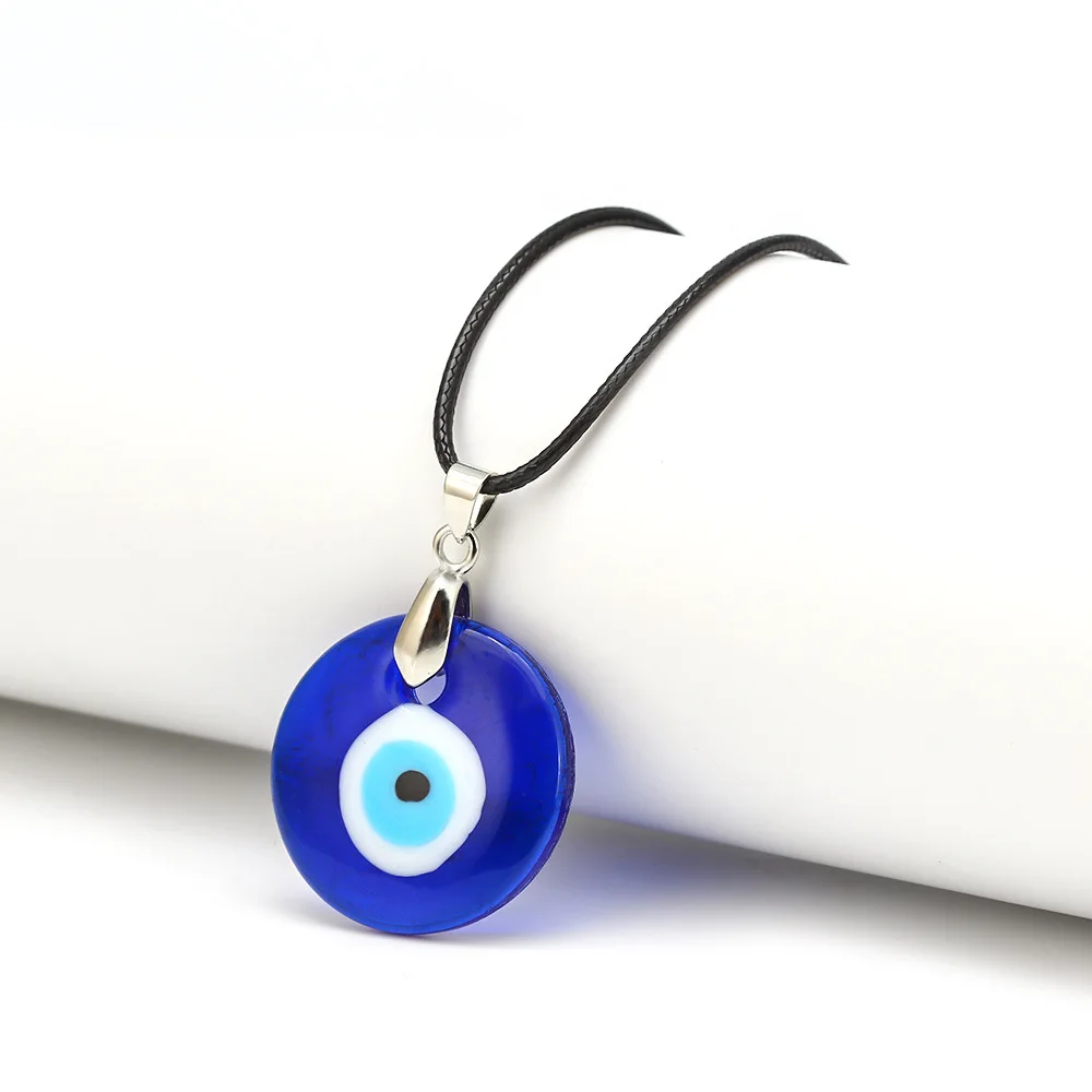 Vintage Turkish Evil Eye Pendant Choker Necklace Lucky Blue Evil Eyes Clavicle Chain Necklace Party Leather Rope Jewelry Gift