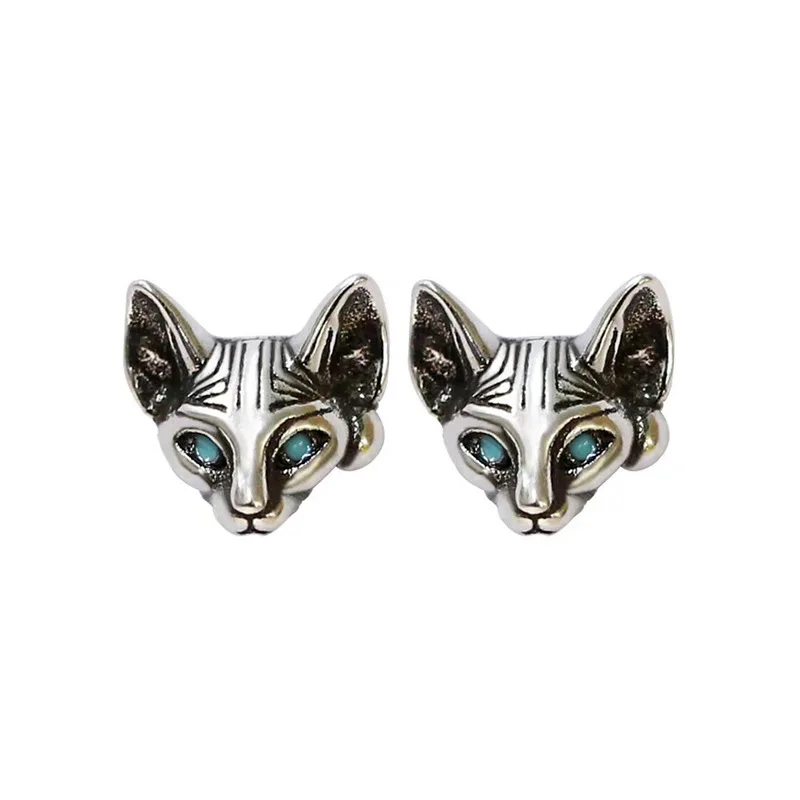 Hot Sell Vintage 925 Silver Needle Little Cat Animal Ladies Stud Earrings Jewelry For Women Accessories Anti Allergy Gifts