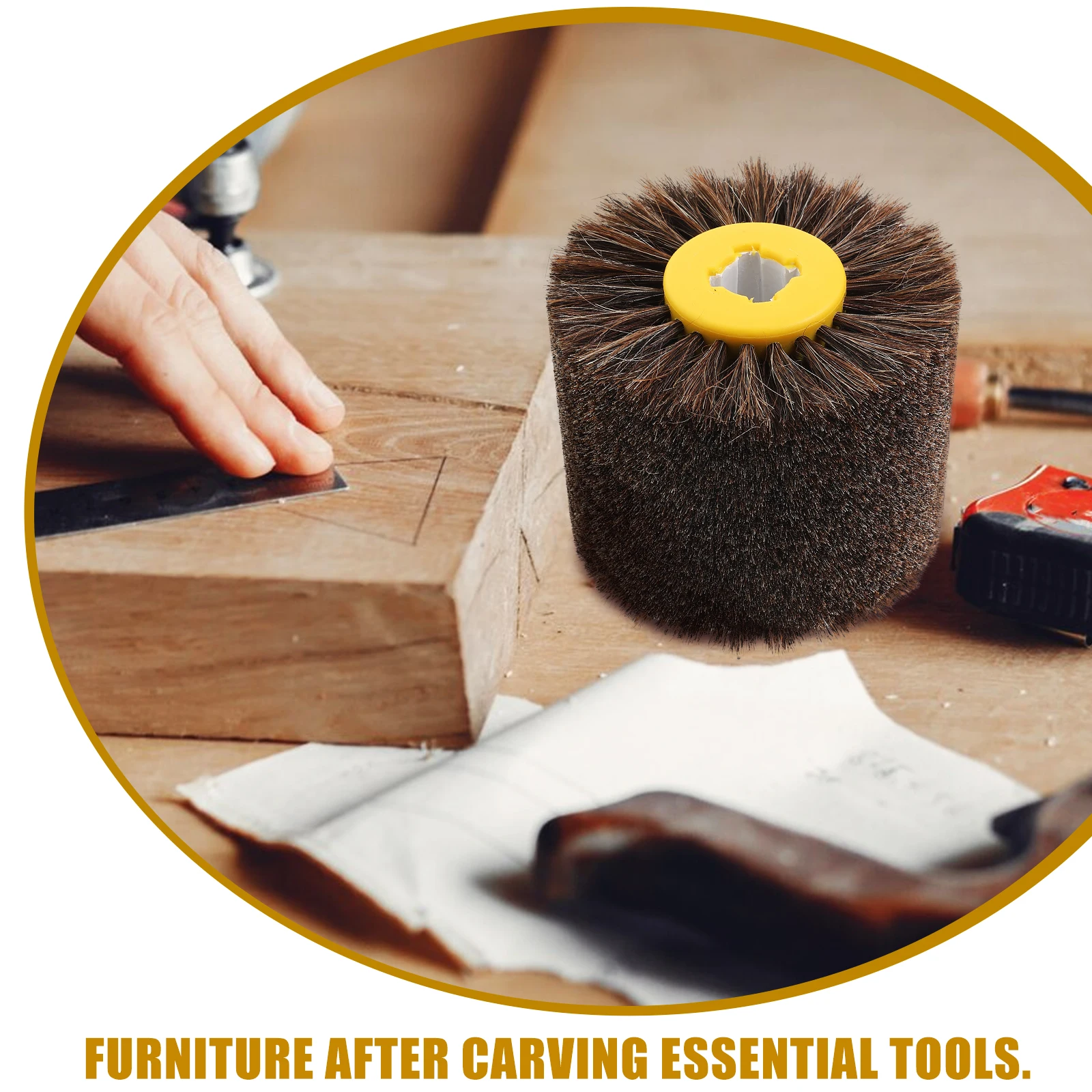 

Horsehair Drawing Wheel Brush for Polishing Buffing Drill Attachment Tool Carving Furniture Plastic Wire