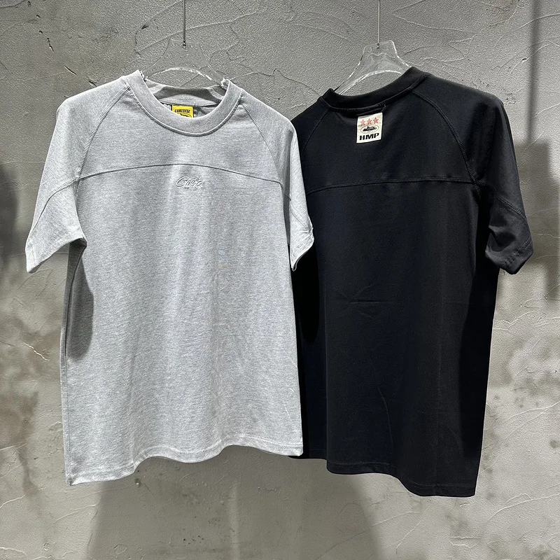 

Loose Fit Cotton T-irt Men's Summer Sportswear Casual Embroidered Letter round Ne ort Sve Faionable Streetwear