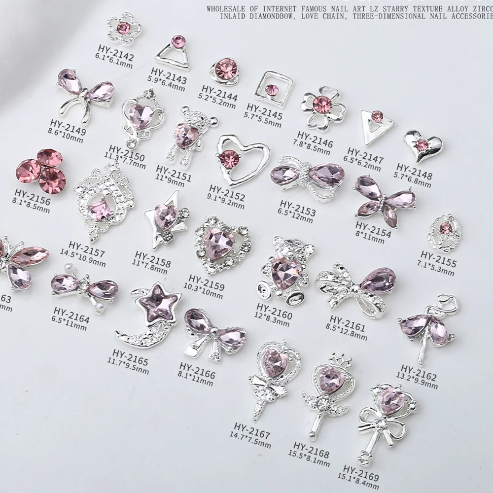 10Pcs Super Sparkling Pink Diamond Nail Charms 3D Alloy Beauty Girl Warrior Magic Stick Nail Decoration Jappen DIY Nail Supplies