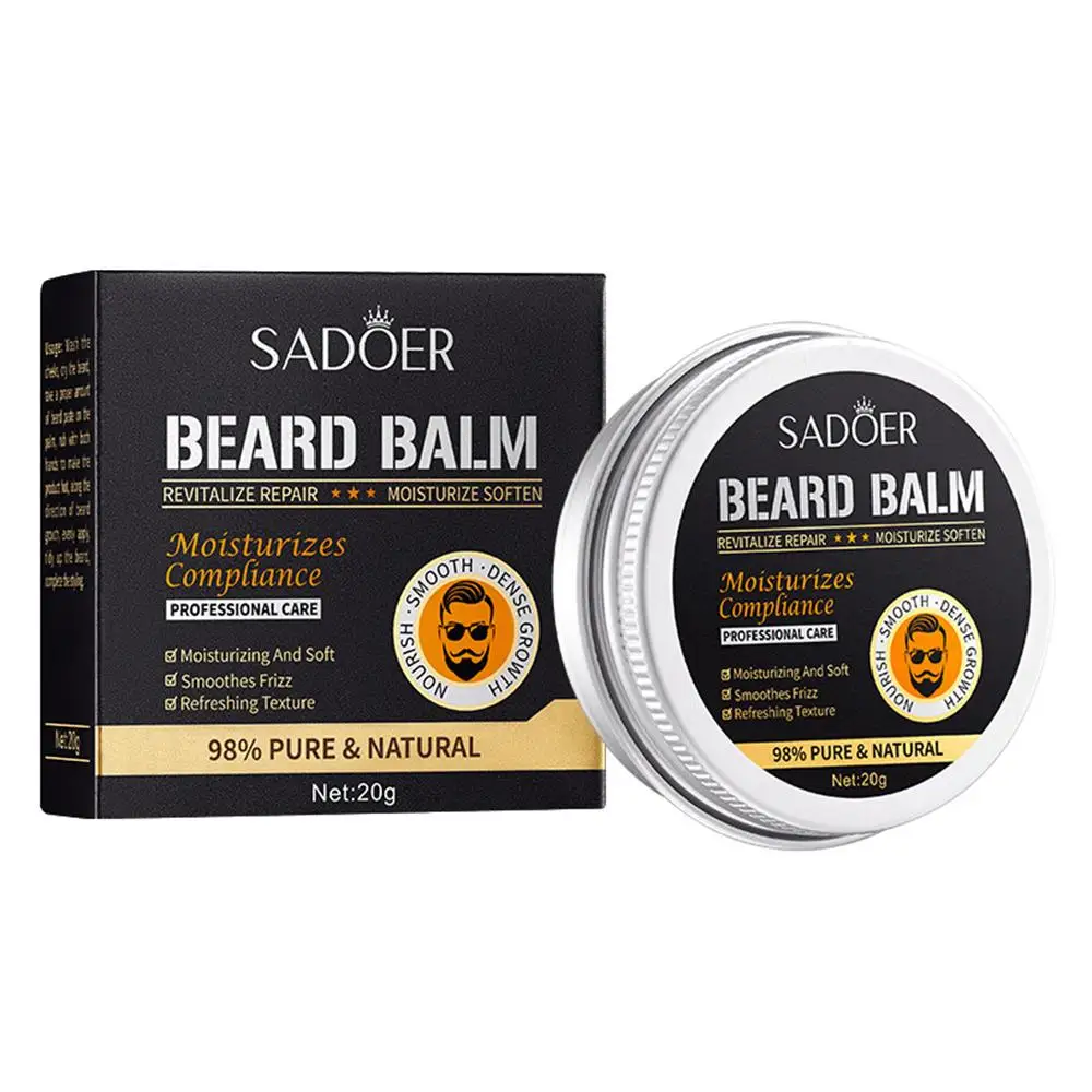 Bálsamo orgánico para Barba, cera para bigote, hidratante, alisado eficaz, promueve el crecimiento de la barba, cuidado del cabello, producto de peinado, 20g