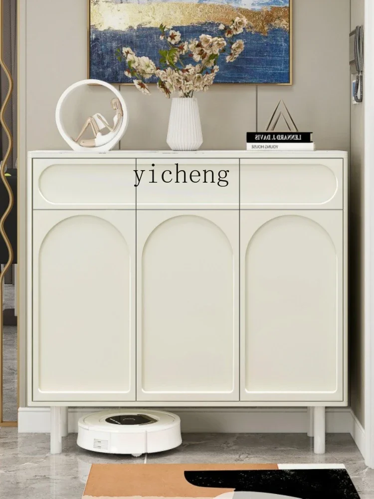 Hallway Shoe Cabinet Home Doorway outside the Corridor Cream Style Hallway All-in-One Cabinet