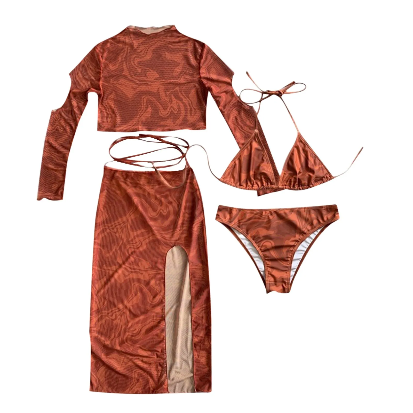 

Женское бикини 2024, Женская юбка с длинным рукавом, стильная верхняя одежда, купальник, женская одежда, Гламурная одежда
