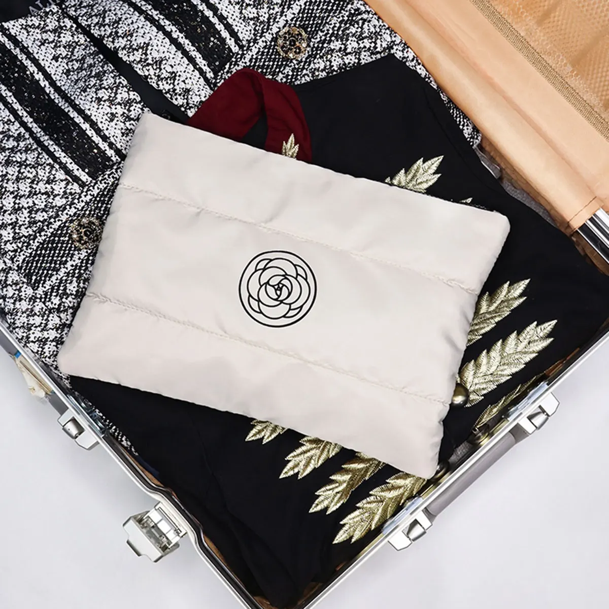 Пуховая хлопковая косметичка для рук с цветочным принтом камелии, портативная косметичка большой емкости с высоким уровнем внешнего вида, дорожная косметичка