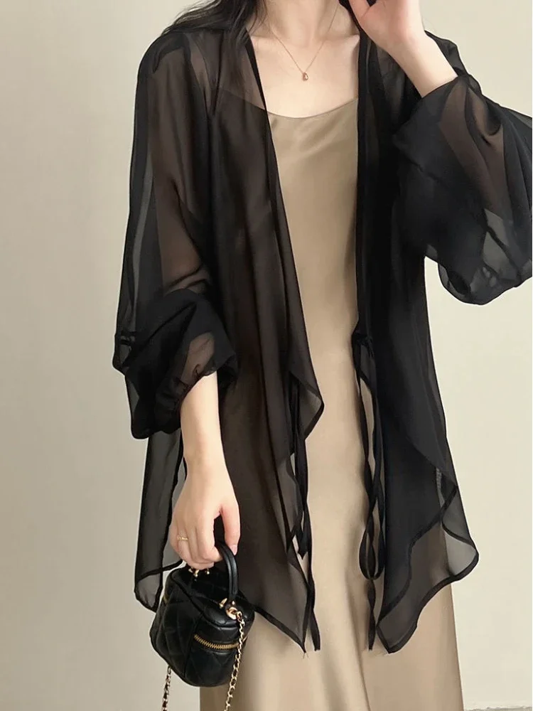 

Куртки женские элегантные летние солнцезащитные нежные модные повседневные свободные простые однотонные универсальные базовые стильные корейские стильные куртки с пышными рукавами