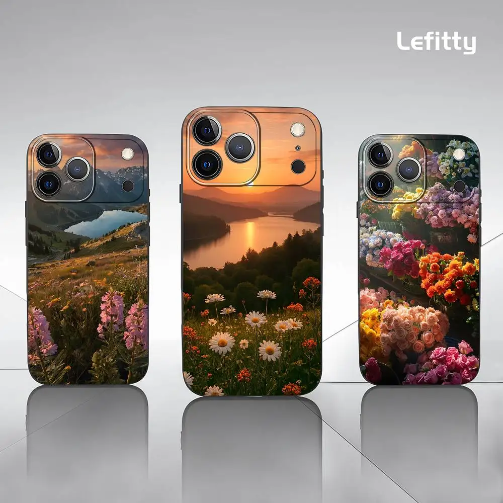 Sunset scenery phone case for iPhone 17 16 15 14 13 Pro Max Plus Mini Frosted Soft Case Funda Shockproof Cases