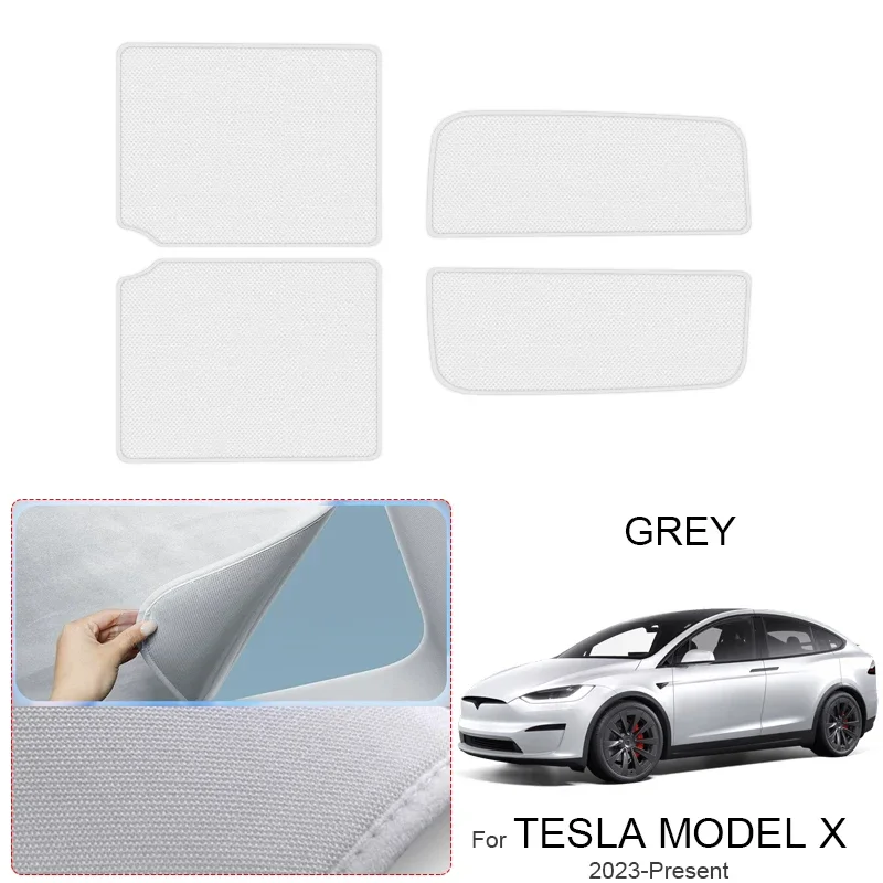 

Для TESLA MODEL X 2019-2026: Автомобильный солнцезащитный козырек на люк из замшевой ткани с электростатической адсорбцией, защита от УФ-излучения, теплоизоляция