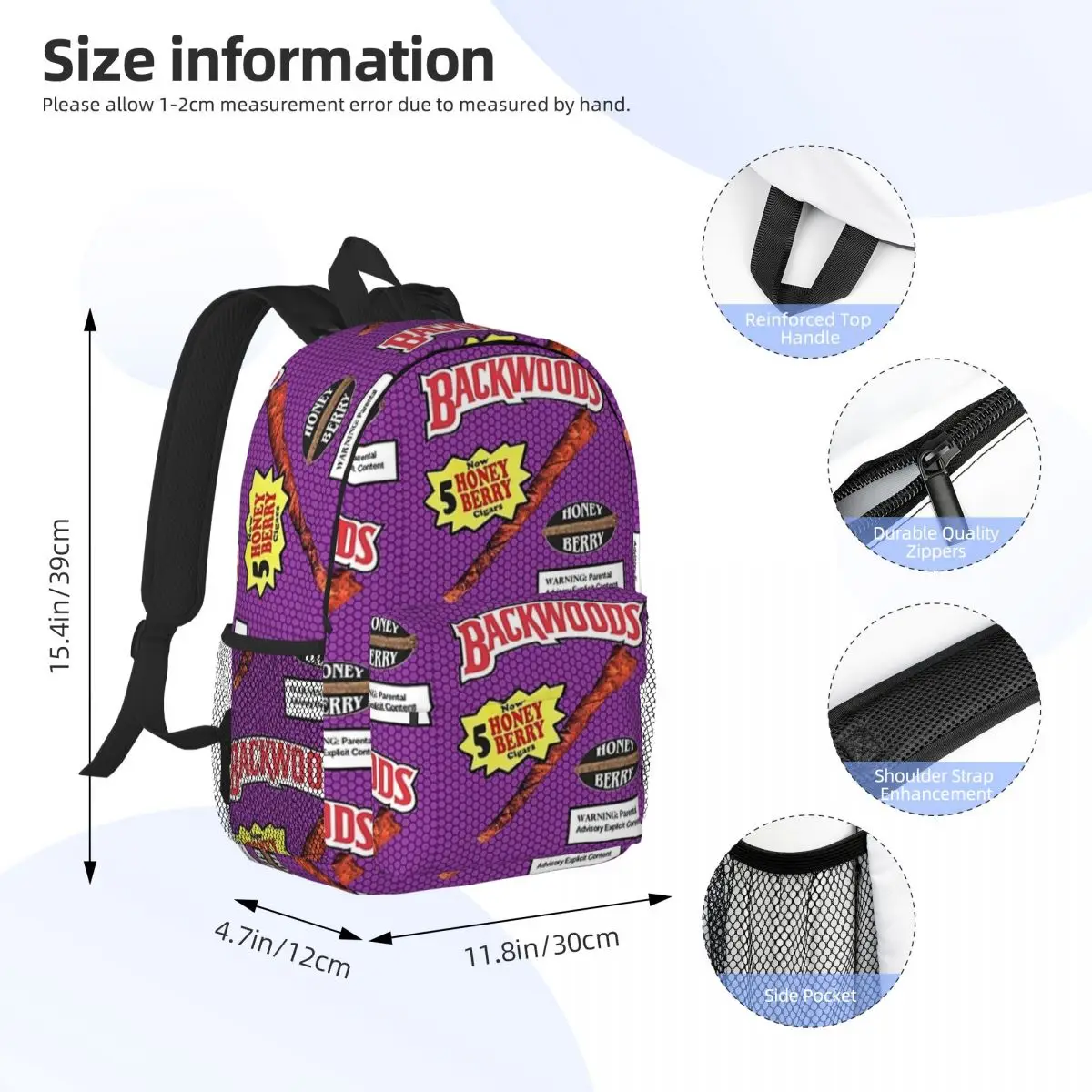 Backwoods Honey Berry Backpacks Boys Girls Bookbag Fashion Children School Bags Travel Rucksack Shoulder Bag Large Capacity