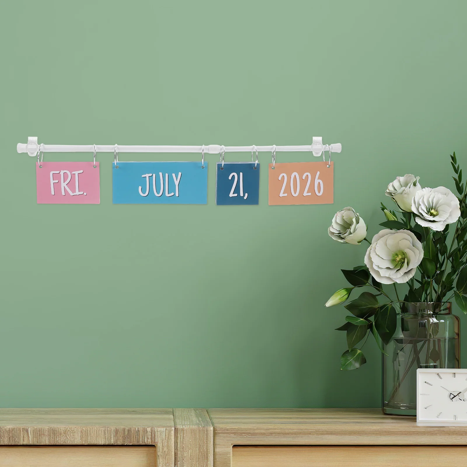 

1Set Classroom Boho Rainbow Flip Calendar Bulletin Board Adjustable Holder Hanging Decor Date Cards School Supplies 2025 2028