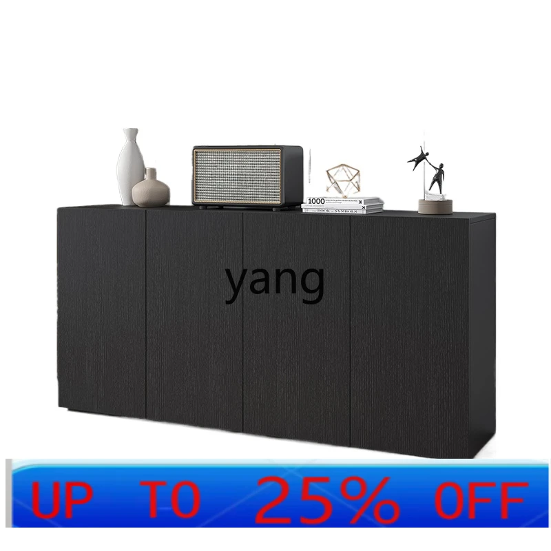 

LMMSolid Wood Office Tea Cabinet Black Oak Home Entrance Restaurant Display Cabinet