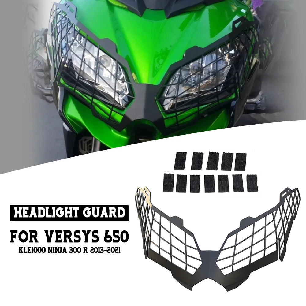 

Motorcycle For Kawasaki VERSYS 650 KLE1000 Ninja 300 R 2013 2014-2021 Headlight Protector Shield Guard Mesh Grille Accessories