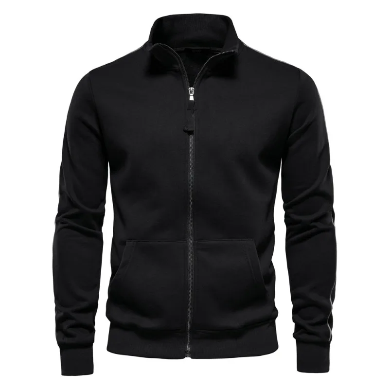 Sudadera para hombre, sudadera con diseño de cremallera de mezcla de algodón, ropa deportiva, chaqueta informal ajustada, chándal para exteriores para hombre