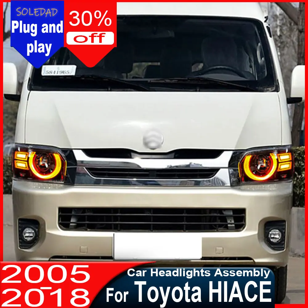 Car Headlights For Toyota HIACE 2005 2006 2007 2008-2018 Defender style full LED Headlamp Assembly Upgrade Projector Lens