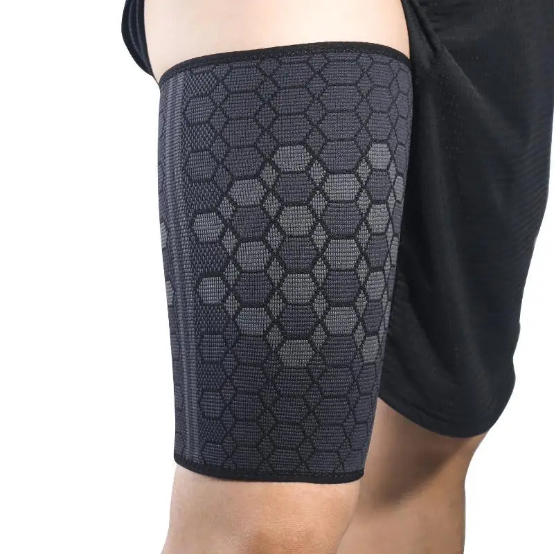 Elastic Knitted Nylon Thigh Support Brace Anti Muscle Strain Protector for Cycling Football Basketball Use