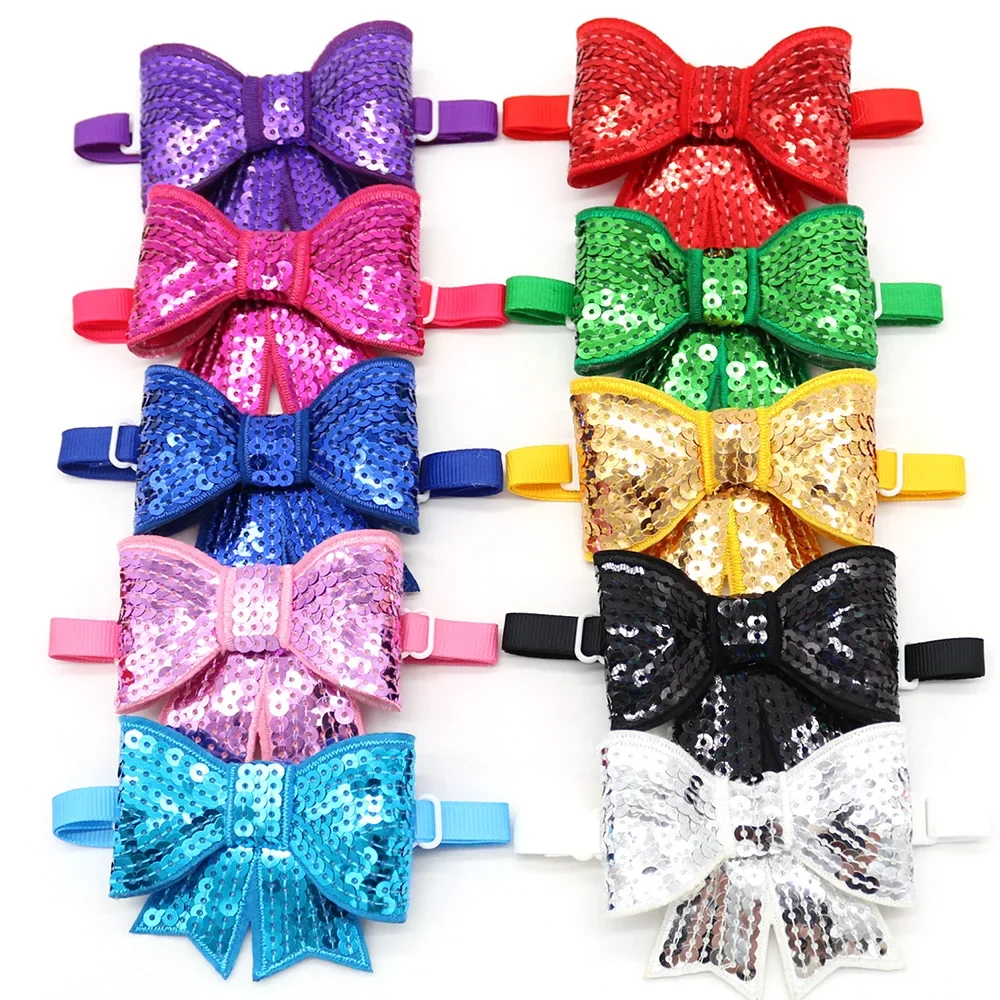 50ps Sequin Samll Dog Cat Dog Bowtie Bright Dogs Bow Ties Neckties For Dogs Pets Wedding Accessories Dog Grooming Pet Accessorie