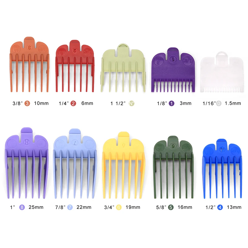 Universal cabelo colorido Clippers Guia Combs, Cabelo Clipper Limit Comb, Clipe de substituição, corte de cabelo, Barbershop Ferramenta, 10pcs