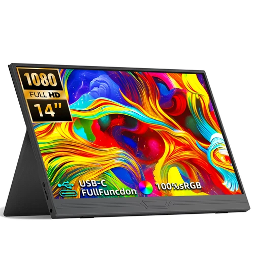 Monitor portátil de 14 pulgadas, 1920x1080, 400cd/m2, 60HZ, 16: 9 para ordenador portátil, XBox, PS4/5 interruptor, teléfono móvil, extensión de ordenador, oficina