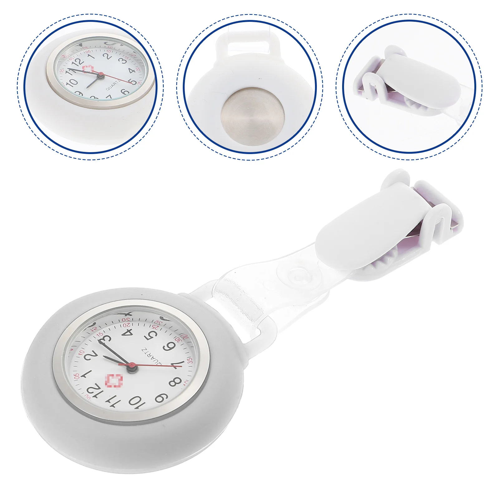 Breast Watch Clip Pocket Nurse Accessory Multi-function White Lightweight Portable Lapel for Nurses