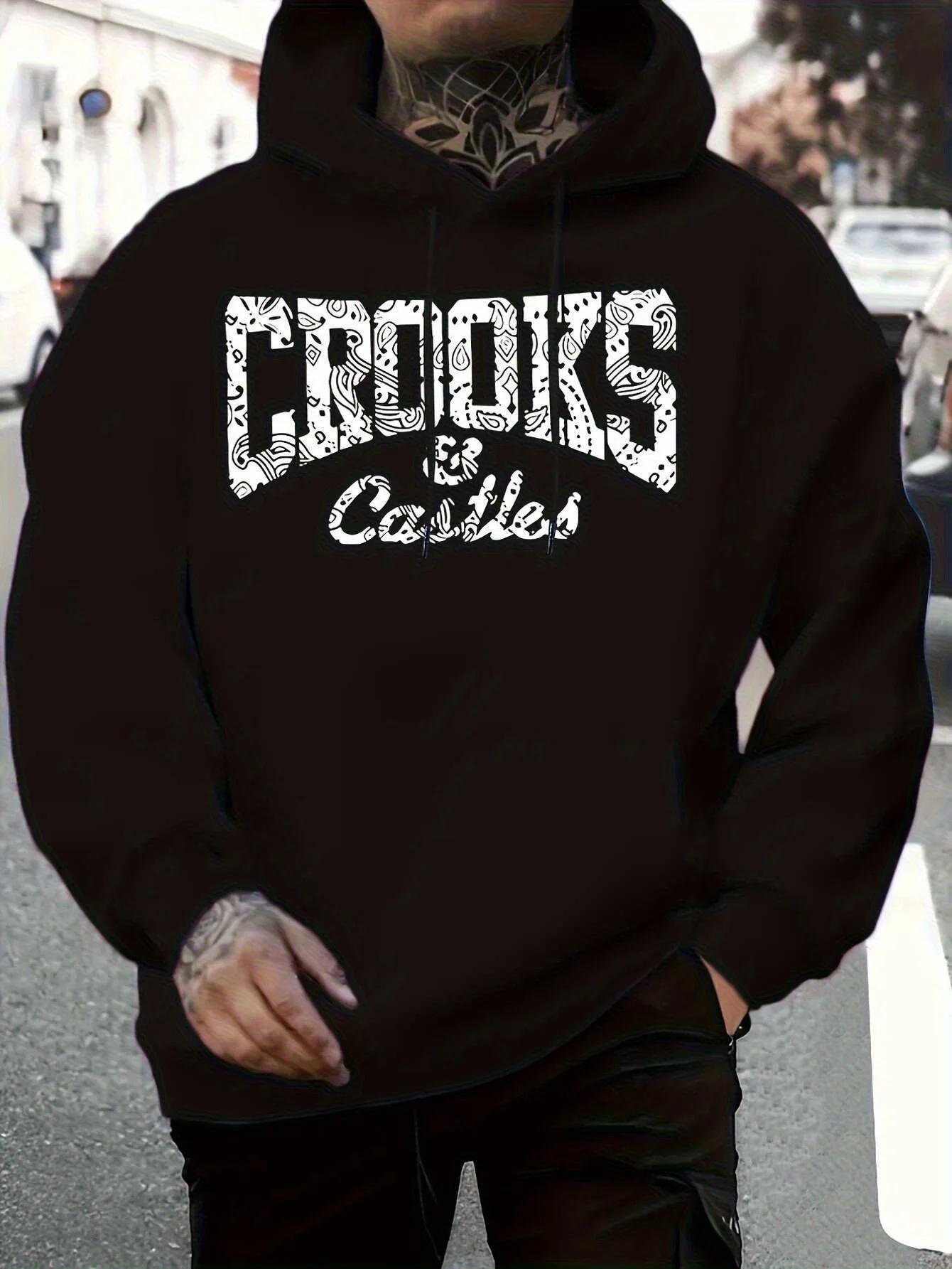 

Мужская толстовка Crooks & Castles, черная, полиэстер, осень/зима, геометрическая