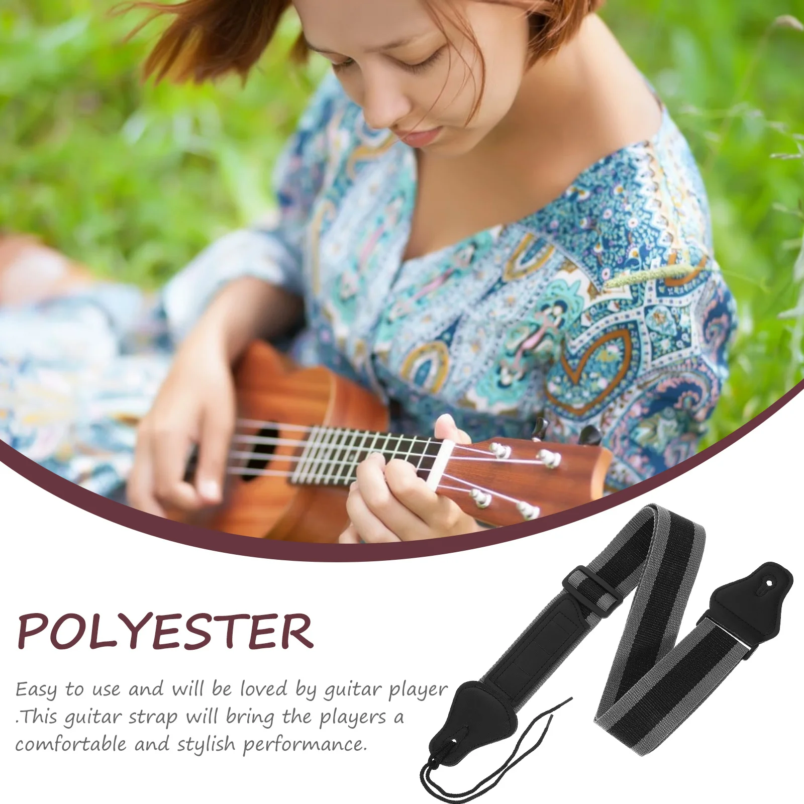 

Durable Comfortable Guitar Strap Black End Shoulder Strap for Acoustic Classical Electric Bass Guitar Picks Holder