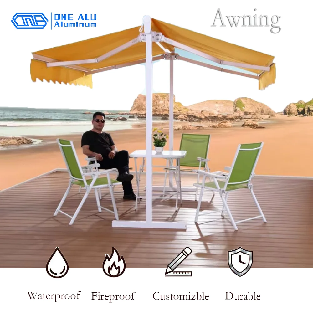 

OneAlu Double-Sided Freestanding Outdoor Butterfly Awning - Sun & Rain Protection for Coffee Shop