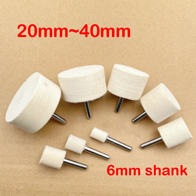 20mm 25mm 30mm 35mm 40mm Pad Wool Felt Polishing Buffing Wheel Grinding 6mm Shank for Drill Rotary Tools