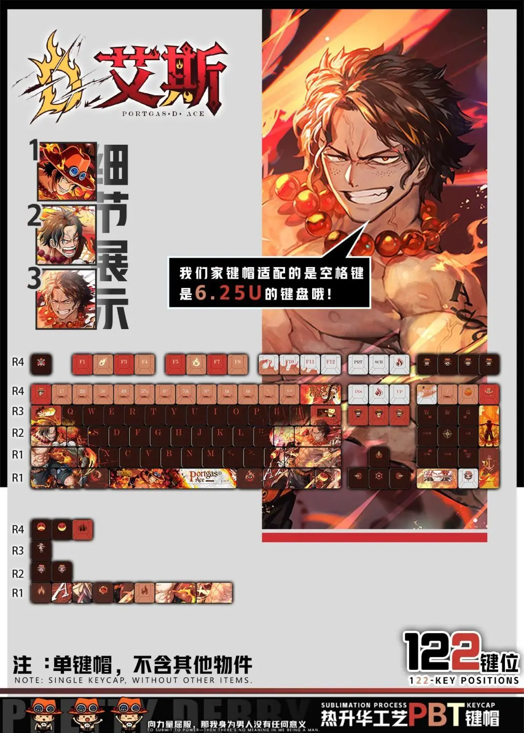 

Колпачки для клавиш Ace, 122 клавиши, набор колпачков для ключей в стиле аниме Cherry PBTTr, прозрачные игровые клавиши для механической клавиатуры 61/65/68/74/75/83/84/87/104