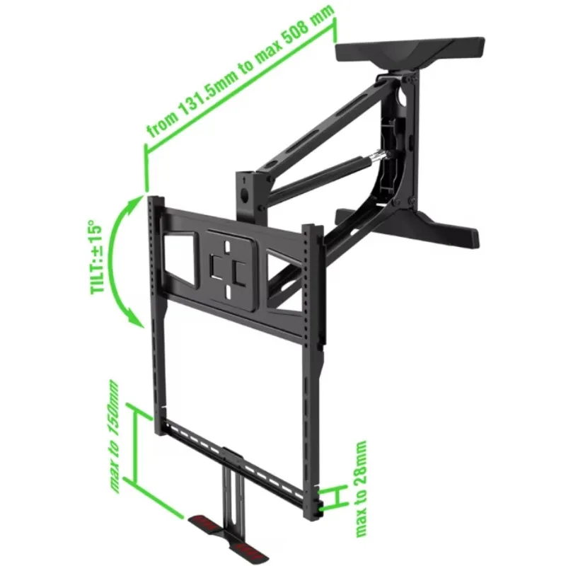 Retractable Pull Down Motorized Flip Down Ceiling Tv Lift Vertical Fireplace Hidden Electronic Scree Metal Materialn DK-B001