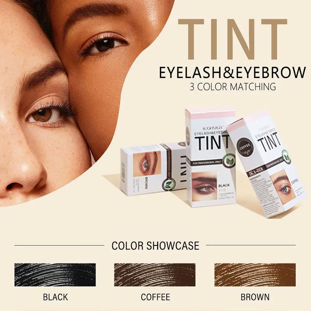 Sombra de ojos para cejas, juego de maquillaje para ojos, tinte de Color café negro, marrón, resistente al agua, crema de tinte para cejas semipermanente de secado rápido