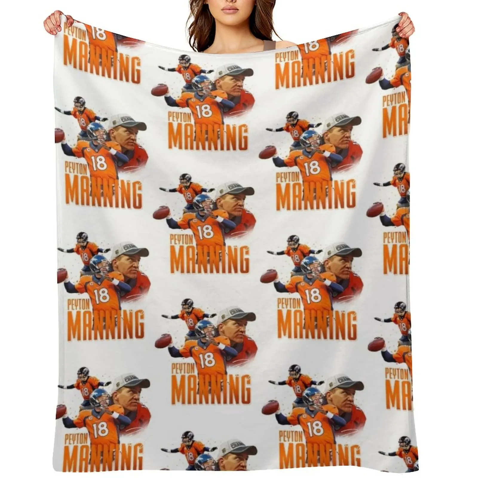 

Peyton Manning T-Shirt Throw Blanket Summer manga Flannel Hair Blankets