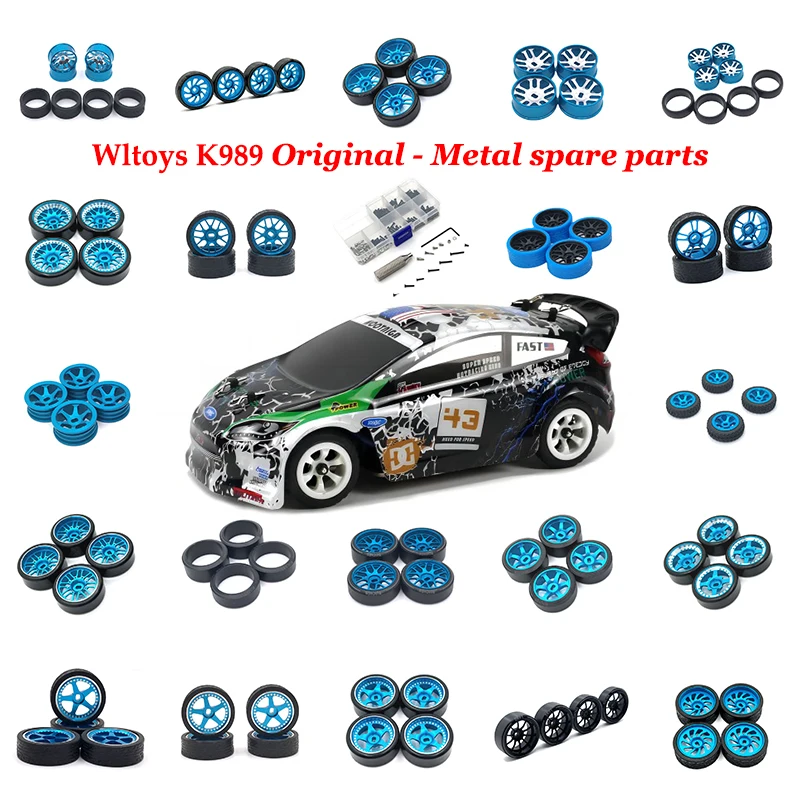 

4PCS 1/28 284131 K989 RC Model Toy Rubber Tire Tyre Upgrade Accessories Fit for WLtoys K989-53 RC Car Aluminum Wheel Hubs Tires